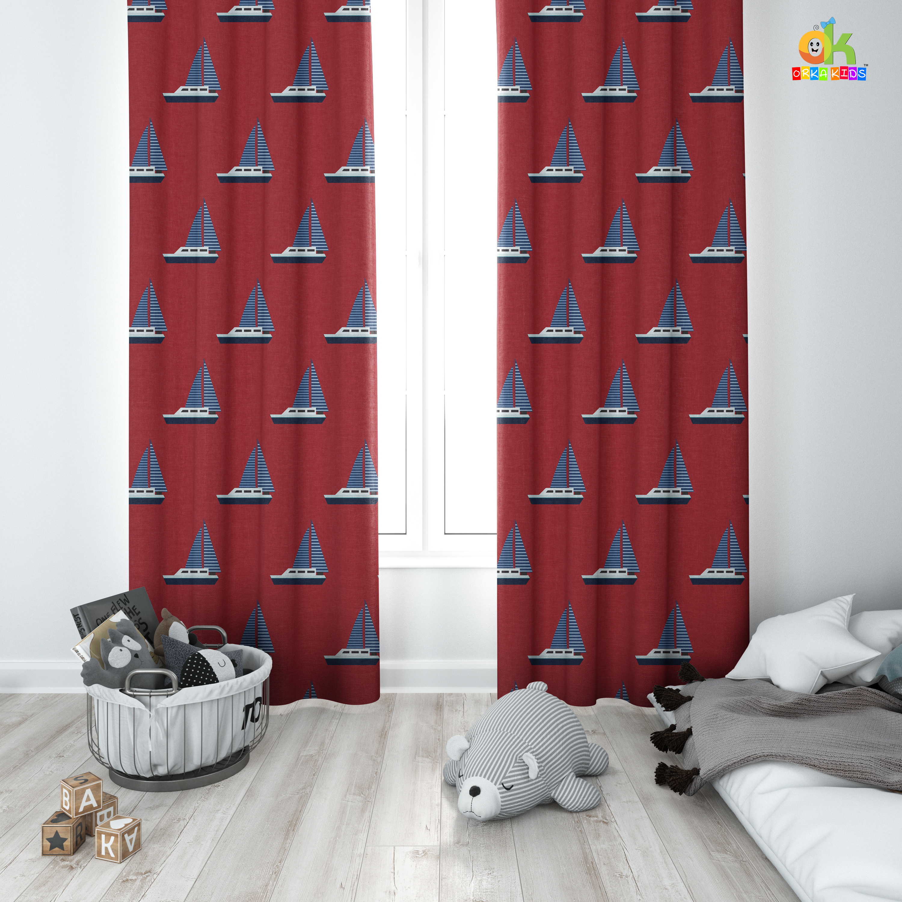 Orka Kids Door Curtain Pack of 2, (D12)